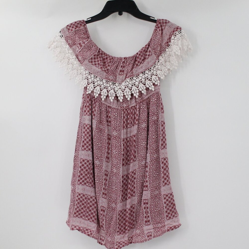 Abercrombie & fitch women's small off the shoulder short bandana print lace trim